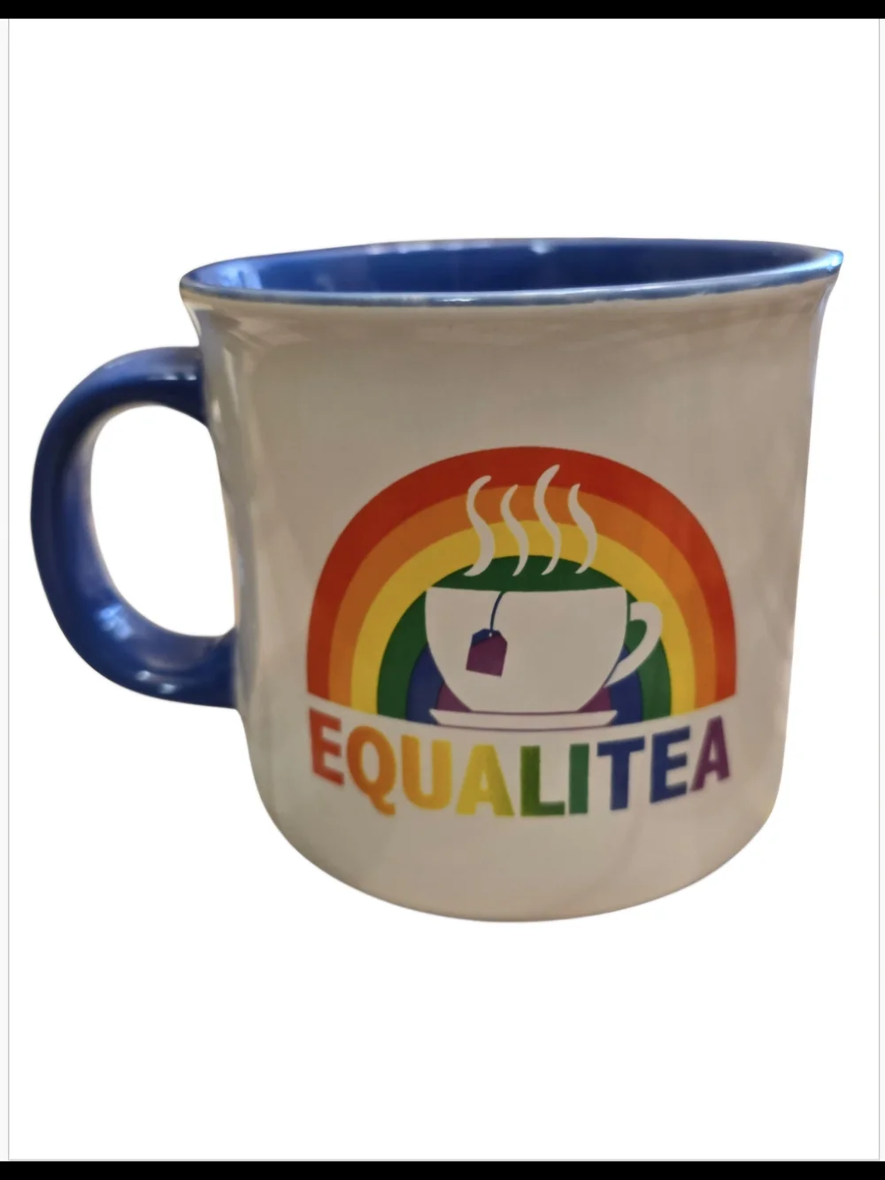 Together Rainbow EQUALITEA Ceramic Mug with Blue Interior & Handle